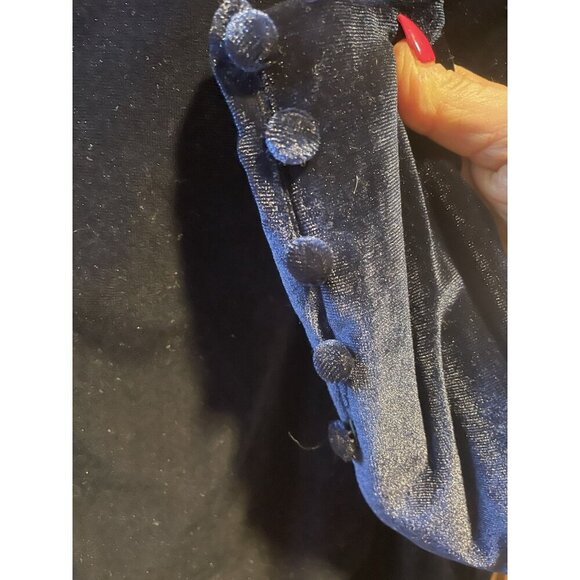 NWT Misa Los Angeles Velvet Midnight Blue Velvet Puff Sleeve Bodysuit Size XS - Picture 11 of 12
